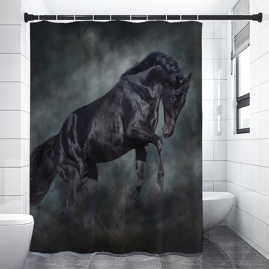Black Stallion Horse Print Premium Shower Curtain