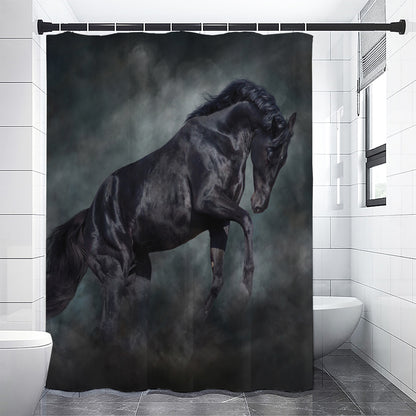 Black Stallion Horse Print Premium Shower Curtain