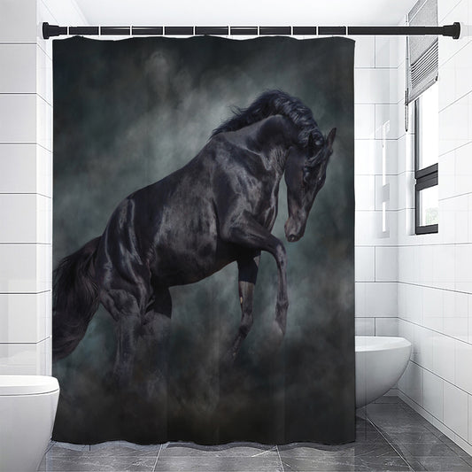 Black Stallion Horse Print Premium Shower Curtain