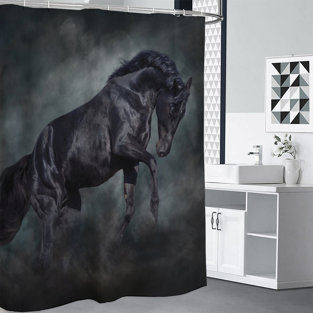 Black Stallion Horse Print Premium Shower Curtain