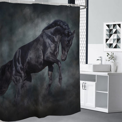 Black Stallion Horse Print Premium Shower Curtain