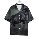 Black Stallion Horse Print Rayon Hawaiian Shirt