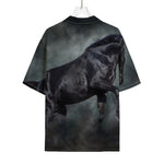 Black Stallion Horse Print Rayon Hawaiian Shirt