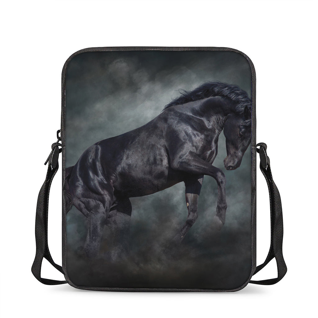 Black Stallion Horse Print Rectangular Crossbody Bag