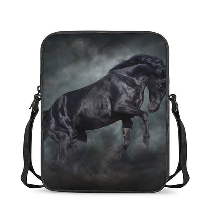 Black Stallion Horse Print Rectangular Crossbody Bag