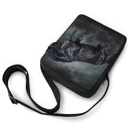Black Stallion Horse Print Rectangular Crossbody Bag