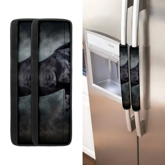 Black Stallion Horse Print Refrigerator Handle Covers