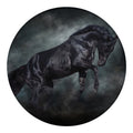 Black Stallion Horse Print Round Blanket