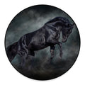 Black Stallion Horse Print Round Floor Mat