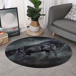 Black Stallion Horse Print Round Rug