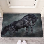 Black Stallion Horse Print Rubber Doormat