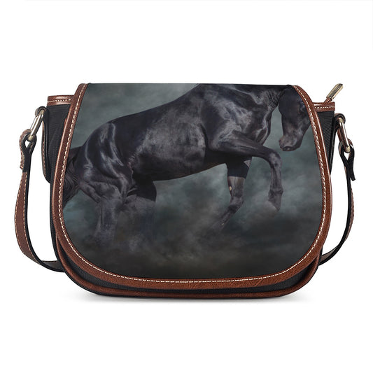 Black Stallion Horse Print Saddle Bag