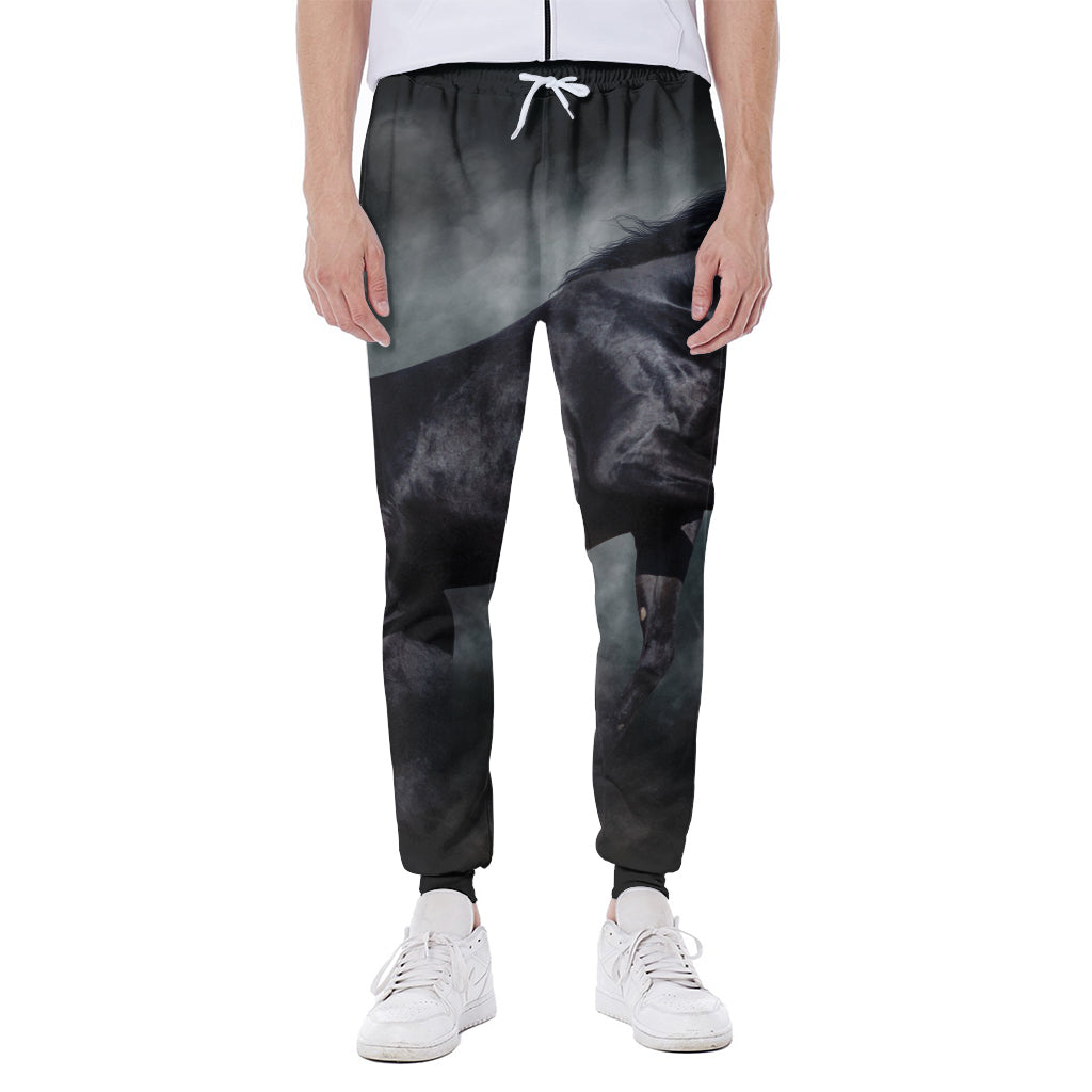 Black Stallion Horse Print Scuba Joggers