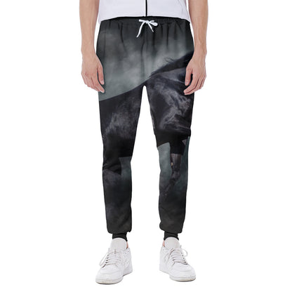 Black Stallion Horse Print Scuba Joggers
