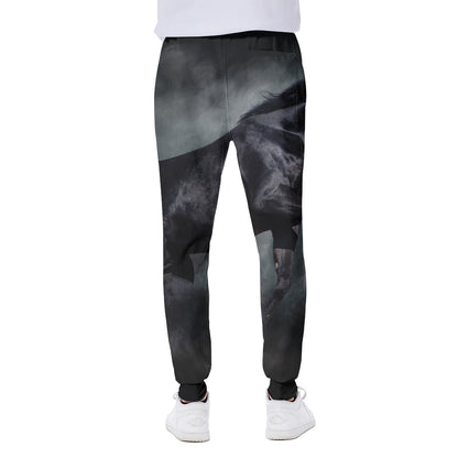 Black Stallion Horse Print Scuba Joggers