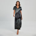 Black Stallion Horse Print Short Sleeve Maxi Dress