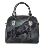 Black Stallion Horse Print Shoulder Handbag