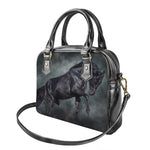 Black Stallion Horse Print Shoulder Handbag