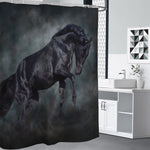 Black Stallion Horse Print Shower Curtain