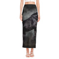 Black Stallion Horse Print Side Slit Maxi Skirt
