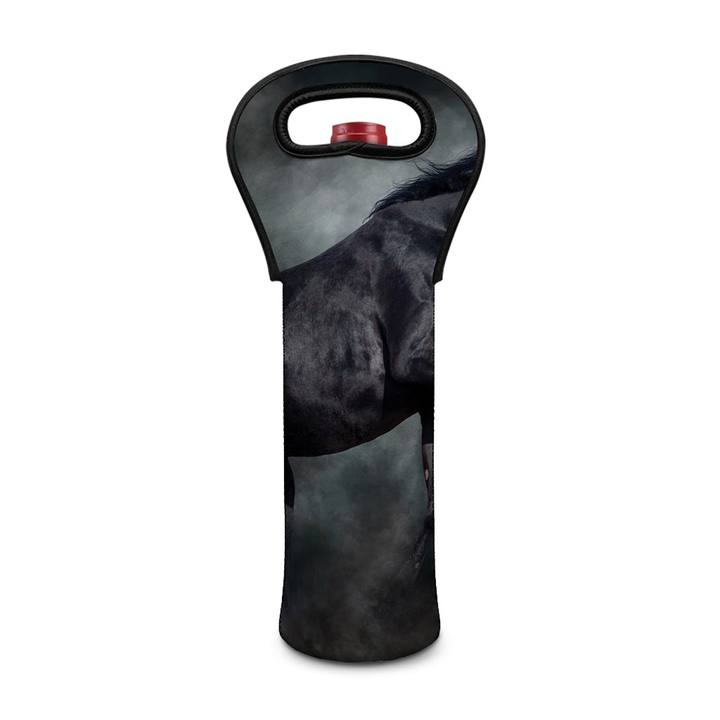 Black Stallion Horse Print Single Neoprene Wine Tote