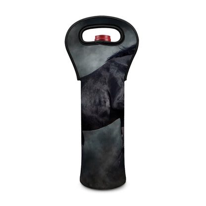Black Stallion Horse Print Single Neoprene Wine Tote