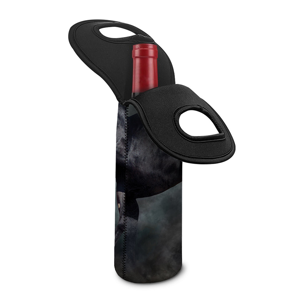 Black Stallion Horse Print Single Neoprene Wine Tote