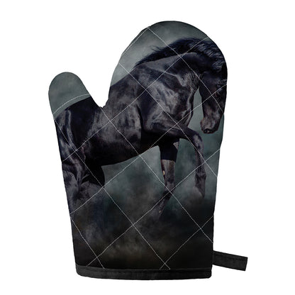 Black Stallion Horse Print Single Oven Mitt