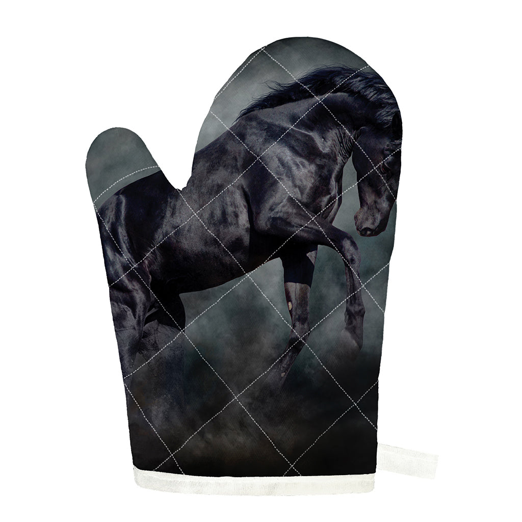 Black Stallion Horse Print Single Oven Mitt