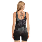 Black Stallion Horse Print Sleeveless One Piece Swimsuit