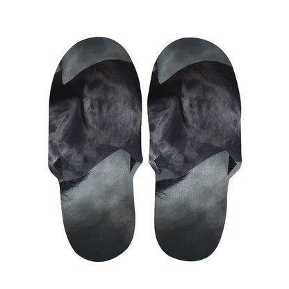 Black Stallion Horse Print Slippers