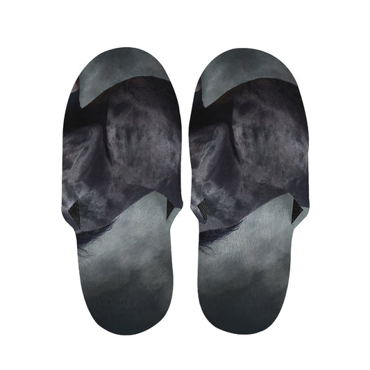 Black Stallion Horse Print Slippers