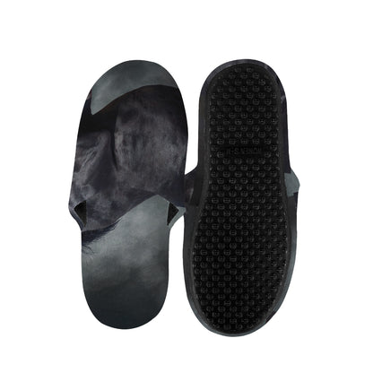 Black Stallion Horse Print Slippers