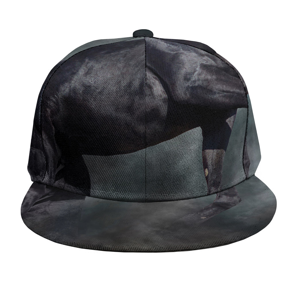 Black Stallion Horse Print Snapback Cap
