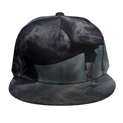 Black Stallion Horse Print Snapback Cap