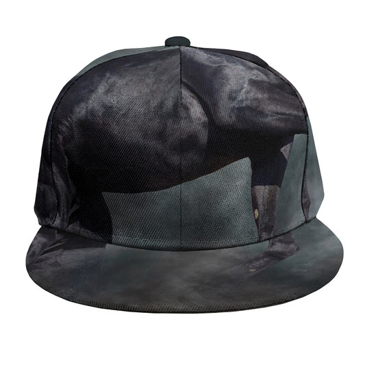 Black Stallion Horse Print Snapback Cap