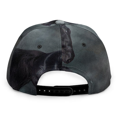 Black Stallion Horse Print Snapback Cap