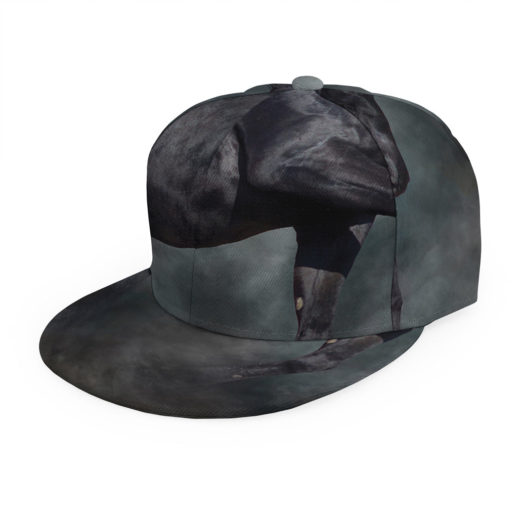 Black Stallion Horse Print Snapback Cap