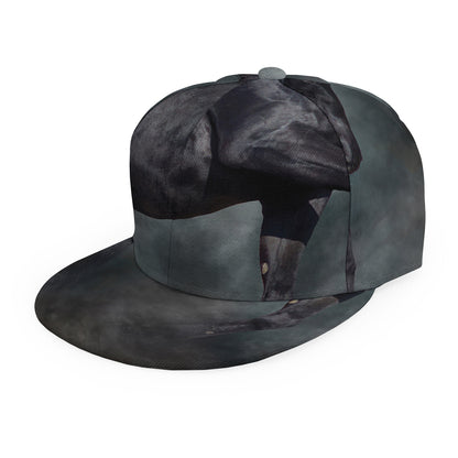 Black Stallion Horse Print Snapback Cap