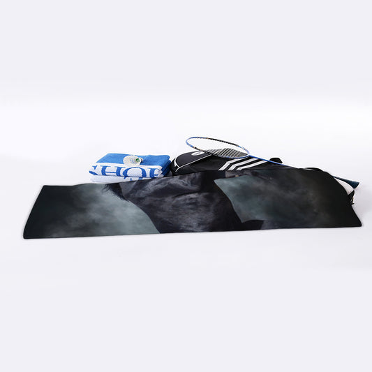 Black Stallion Horse Print Sports Towel