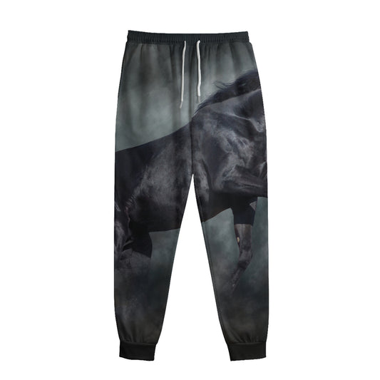 Black Stallion Horse Print Sweatpants