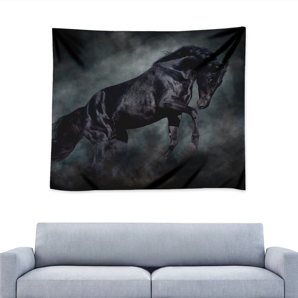 Black Stallion Horse Print Tapestry