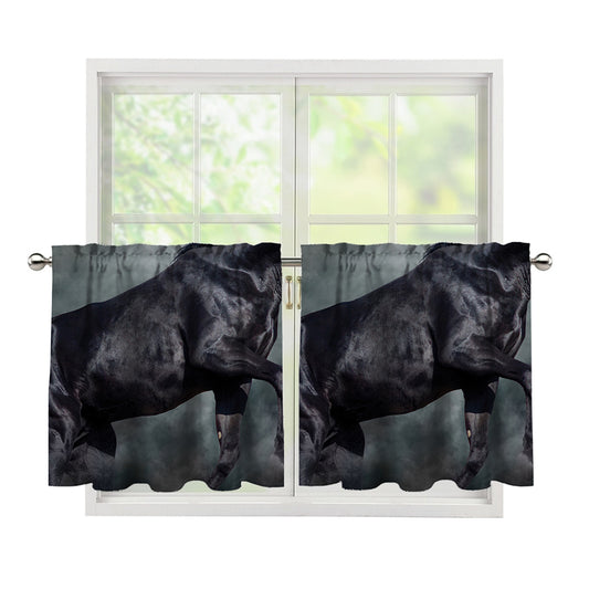 Black Stallion Horse Print Tier Curtains
