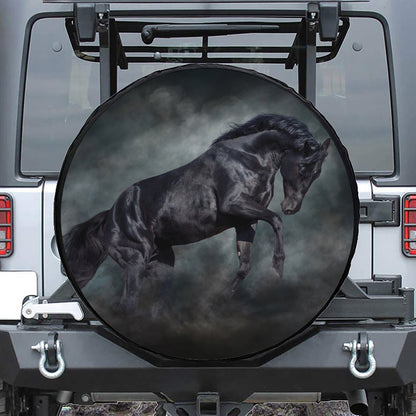 Black Stallion Horse Print Tire Cover