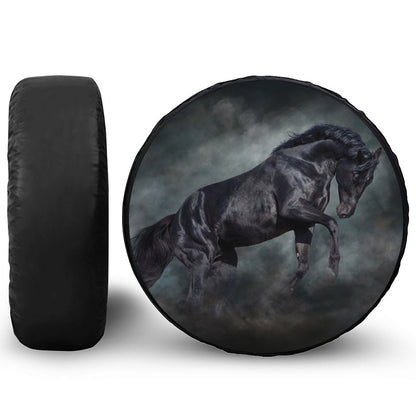 Black Stallion Horse Print Tire Cover