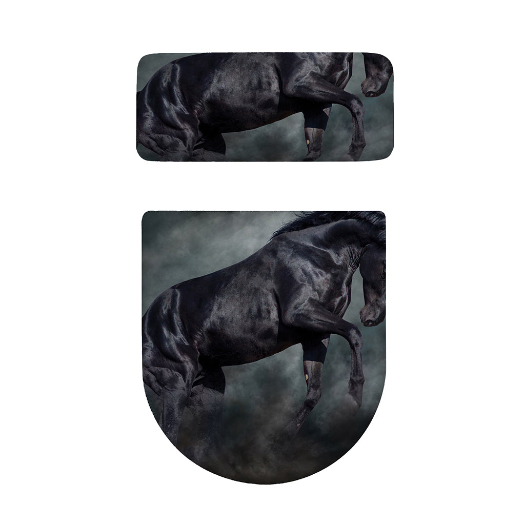 Black Stallion Horse Print Toilet Lid And Tank Cover Set