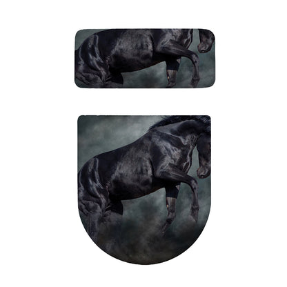 Black Stallion Horse Print Toilet Lid And Tank Cover Set