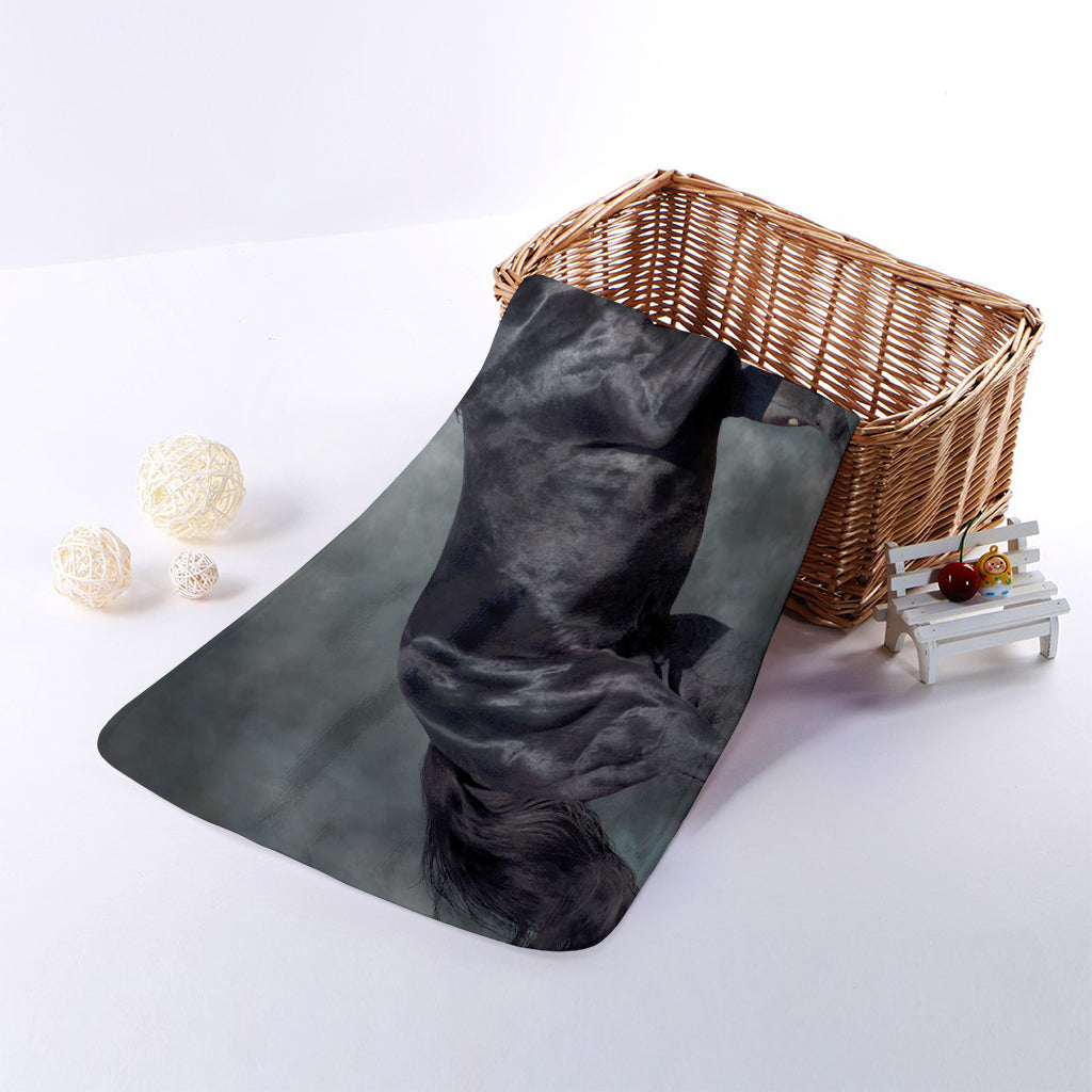 Black Stallion Horse Print Towel