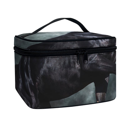 Black Stallion Horse Print Travel Makeup Bag