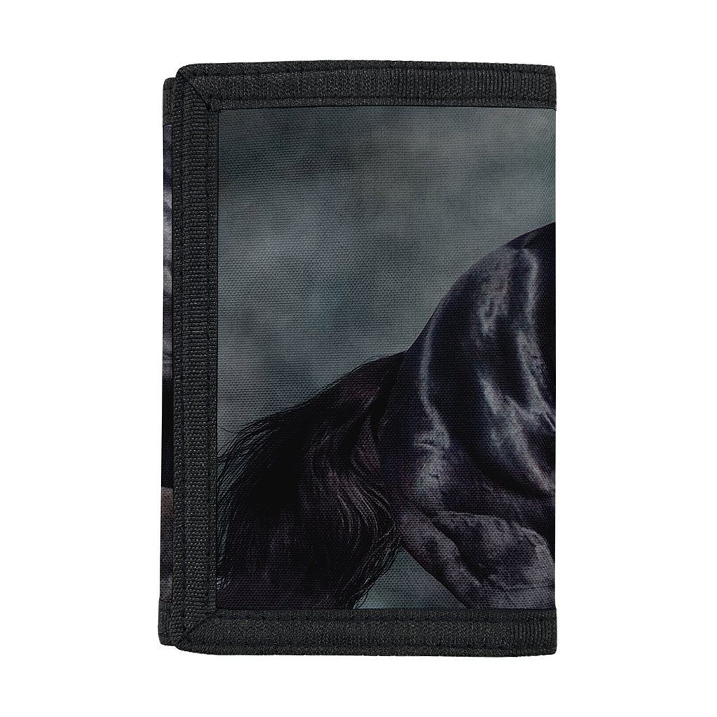 Black Stallion Horse Print Trifold Wallet
